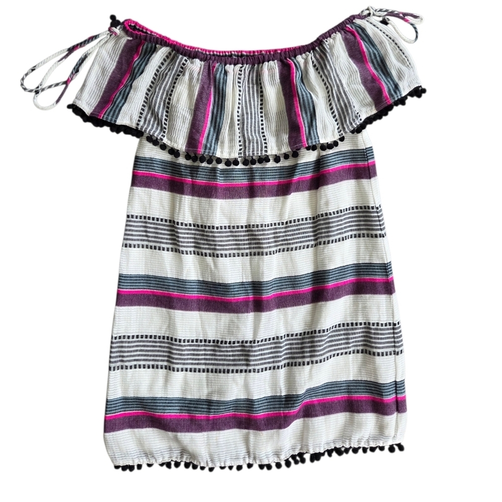 Saylor Revolve Angie Striped Popover Off-the-Shoulder Festival  Dress Medium